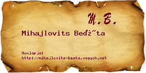 Mihajlovits Beáta névjegykártya