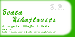 beata mihajlovits business card