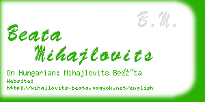 beata mihajlovits business card